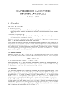 COMPLEXITE DES ALGORITHMES METHODE DU SIMPLEXE 1