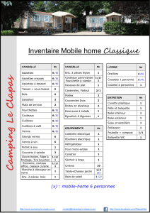 Inventaire du mobile home Classique