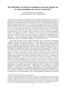 De la physique &agrave; la science &eacute;conomique