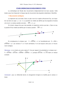 ETUDE CINEMATIQUE DE MOUVEMENTS TYPES La - Univ