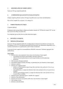 1. DENOMINATION DU MEDICAMENT Ciproxine 250 mg