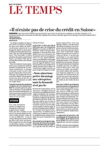 Il n`existe pas de crise du crédit en Suisse