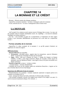 chapitre 14 la monnaie et le crédit