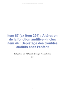 Item 87 (ex item 294) : Altération de la fonction auditive