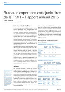 Bureau d`expertises extrajudiciaires de la FMH – Rapport annuel 2015