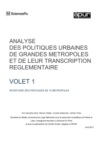 Analyse des politiques urbaines de grandes métropoles et