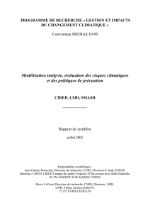 Modélisation intégrée, évaluation des risques climatiques et des