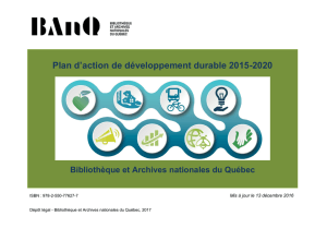 Plan d`action de développement durable 2015