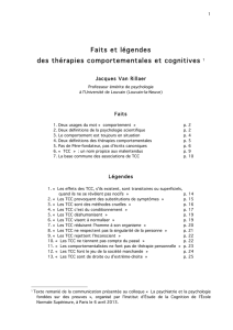 Faits et légendes des thérapies comportementales et