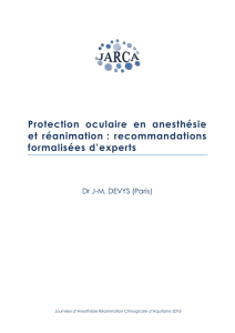 protection oculaire en anesthésie et reanimation