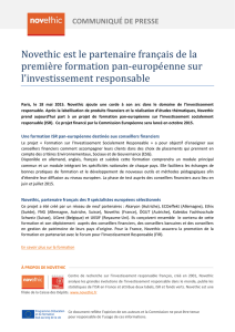 Novethic est le partenaire français de la premie re formation pan