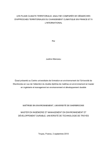 les plans climats territoriaux: analyse comparée de démarches d