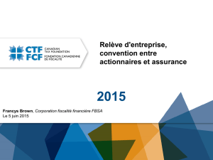2015 Relève d`entreprise, convention entre actionnaires et assurance