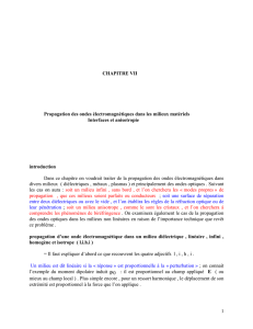 1 CHAPITRE VII Propagation des ondes électromagnétiques dans