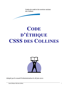 CODE D`ÉTHIQUE CSSS DES COLLINES