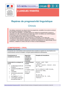 Repères de progressivité linguistique Chinois