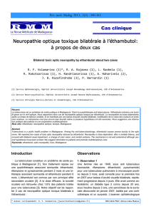 Neuropathie optique toxique bilatérale à l`éthambutol