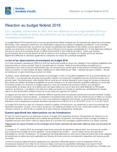 Réaction au budget fédéral 2016