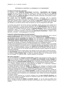 synthese du chapitre 5 la monnaie et le financement - socio