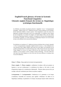 English/French glossary of terms in Systemic Functional Linguistics