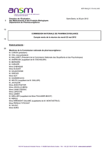 Pharmacovigilance - Compte rendu de la réunion du 22 mai