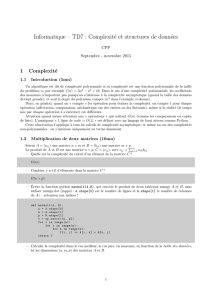 Informatique – TD7 : Complexité et structures de données