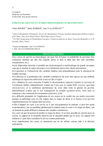 1 INDICES DE GRAVITÉ ET SCORES PRONOSTIQUES EN