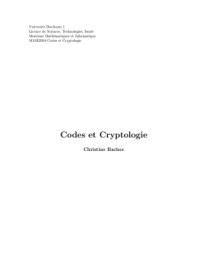 Codes et Cryptologie - Institut de Mathématiques de Bordeaux