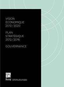 Vision économique 2012 / 2020 plan stratégique 2012 / 2016