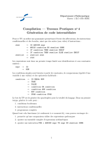 Compilation — Travaux Pratiques no 4 Génération de code