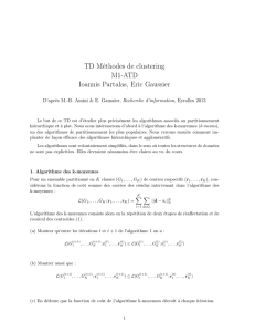 TD Méthodes de clustering M1-ATD Ioannis Partalas, Eric Gaussier
