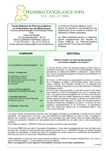 Pharmacovigilance Info n° 9 (juillet 2009)