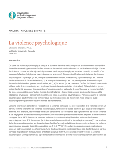 La violence psychologique - Encyclopédie sur le développement