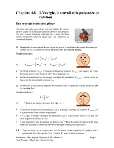 Chapitre 4.8 –L`énergie, le travail et la puissance en rotation