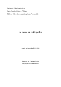 Le doute en ostéopathie - Université Catholique de Lyon