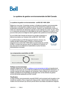 Le système de gestion environnementale de Bell Canada