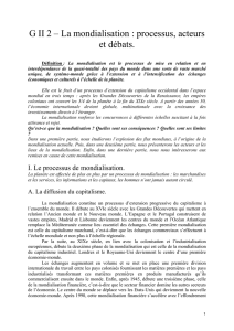 G II 2 – La mondialisation : processus, acteurs et débats.