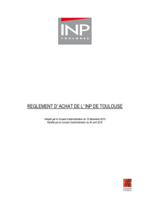 REGLEMENT D`ACHAT DE L`INP DE TOULOUSE