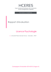 Evaluation de la licence Psychologie de l`Université Pierre