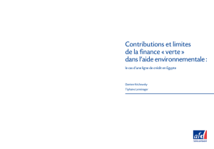 Etudes de l`AFD n° 6 | Contributions et limites de la finance « verte