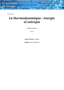 La thermodynamique : énergie et entropie