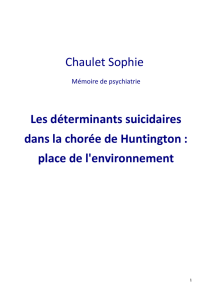 Les déterminants suicidaires dans la chorée de Huntington