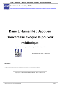 Dans L`Humanité : Jacques Bouveresse évoque le pouvoir médiatique