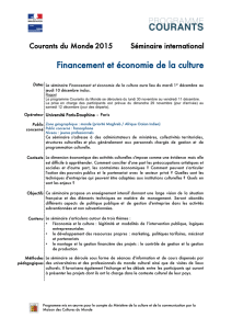 Financement et économie de la culture