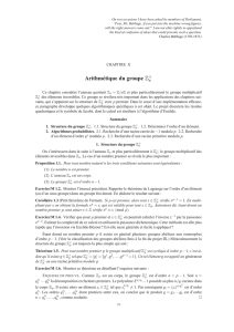 Arithmétique du groupe Z/n