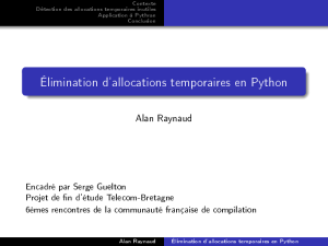 Élimination d`allocations temporaires en Python