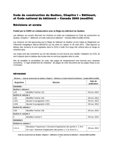 Code de construction du Québec 2008 – Révisions et errata