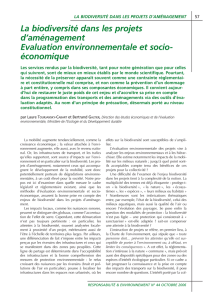 La biodiversité dans les projets d`aménagement Evaluation