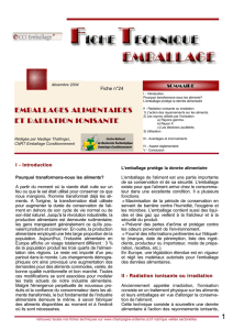 EMBALLAGES ALIMENTAIRES ET RADIATION IONISANTE 1