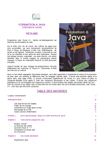 formation a java resume table des matieres